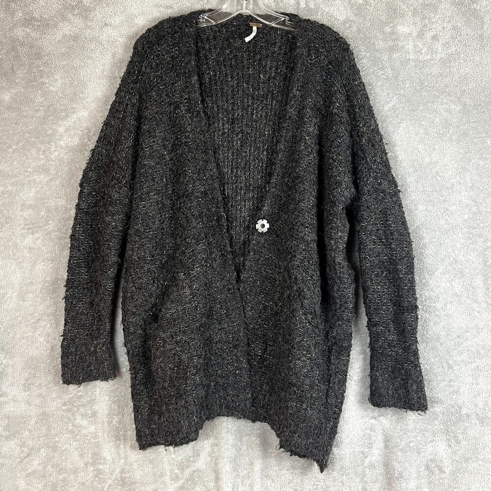 Free People Cardigan Sweater Womens XS Grey Alpaca Langenlook Grandfather